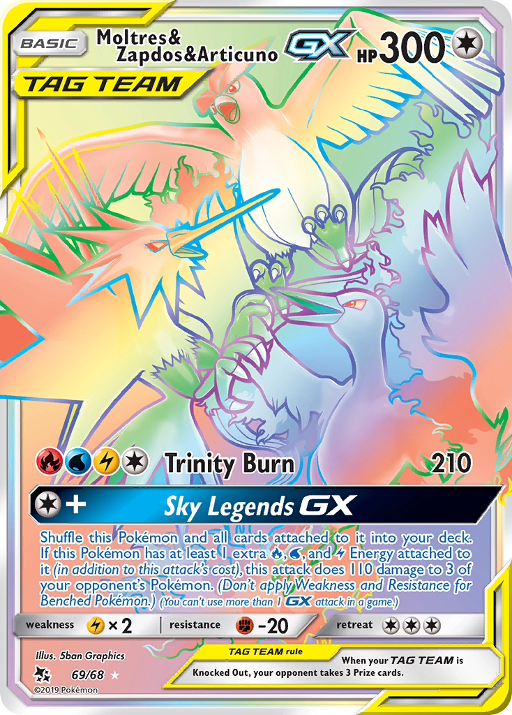 Moltres & Zapdos & Articuno GX (69/68) [Sun & Moon: Hidden Fates] | Good Games Modbury