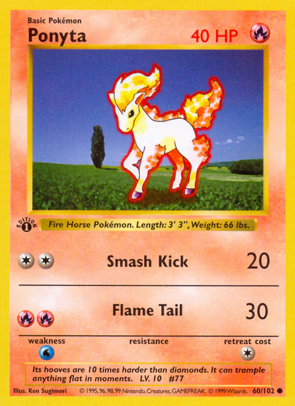 Ponyta (60/102) (Shadowless) [Base Set 1st Edition] | Good Games Modbury