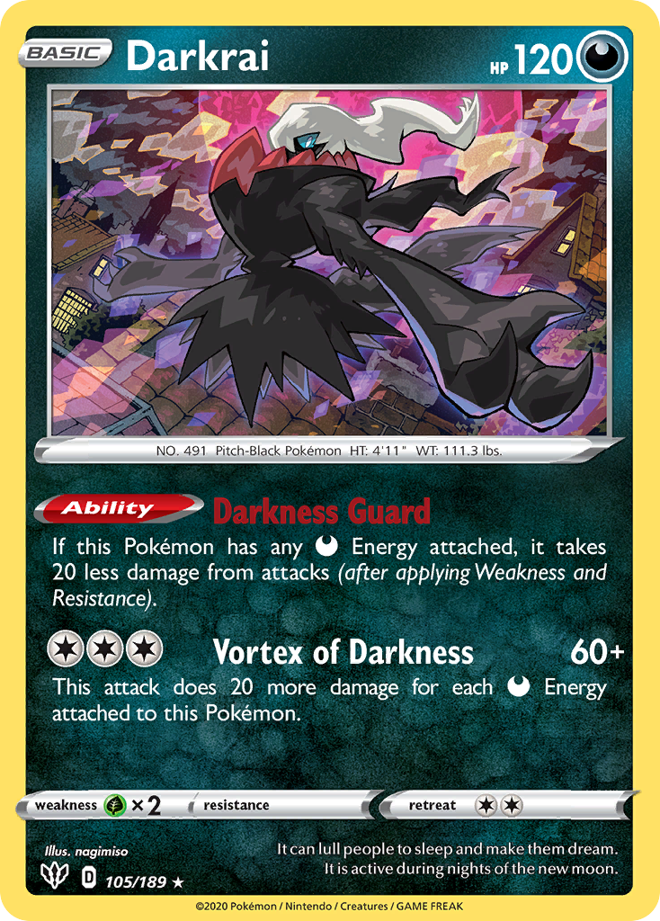 Darkrai (105/189) [Sword & Shield: Darkness Ablaze] | Good Games Modbury