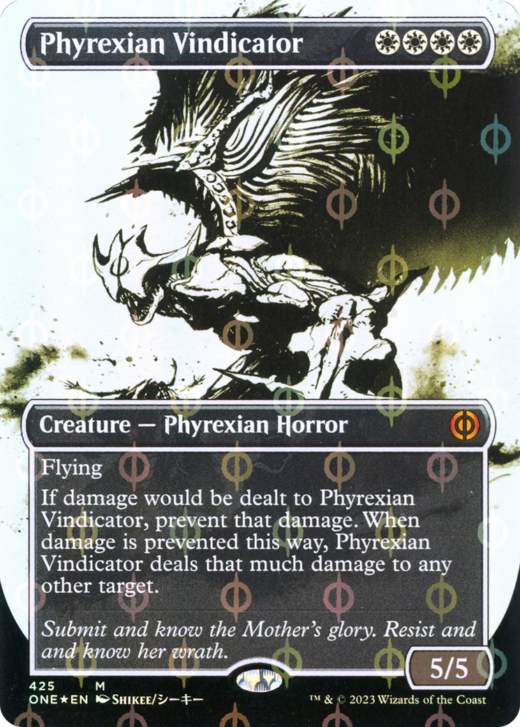 Phyrexian Vindicator (Borderless Ichor Step-and-Compleat Foil) [Phyrexia: All Will Be One] | Good Games Modbury