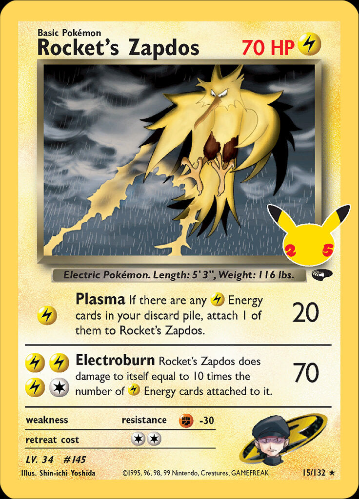 Rocket's Zapdos (15/132) [Celebrations: 25th Anniversary - Classic Collection] | Good Games Modbury