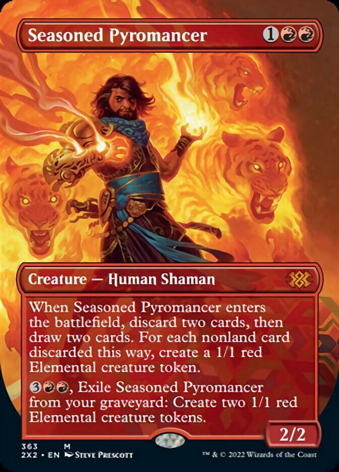 Seasoned Pyromancer (Borderless Alternate Art) [Double Masters 2022] | Good Games Modbury