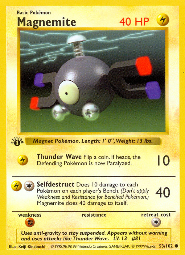 Magnemite (53/102) (Shadowless) [Base Set 1st Edition] | Good Games Modbury