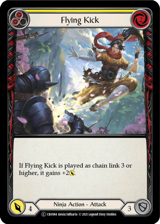 Flying Kick (Yellow) [U-CRU064] (Crucible of War Unlimited)  Unlimited Rainbow Foil | Good Games Modbury