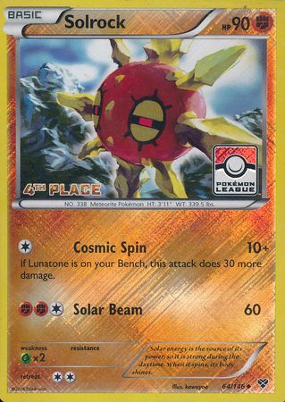 Solrock (64/146) (4th Place League Challenge Promo) [XY: Base Set] | Good Games Modbury