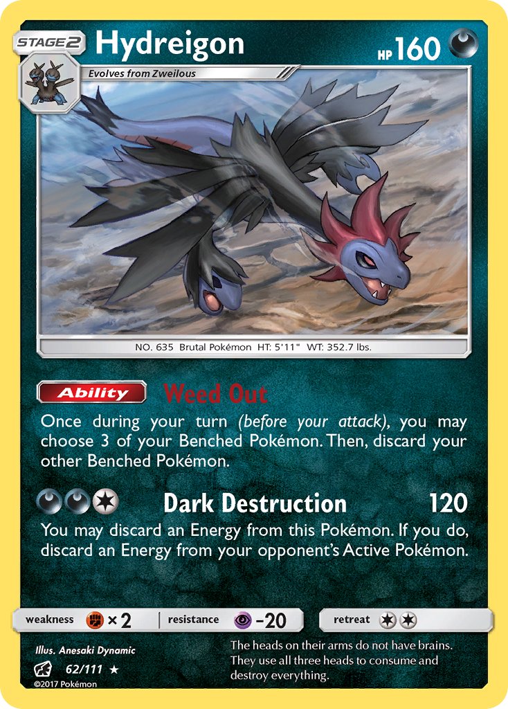 Hydreigon (62/111) (Cracked Ice Holo) (Theme Deck Exclusive) [Sun & Moon: Crimson Invasion] | Good Games Modbury