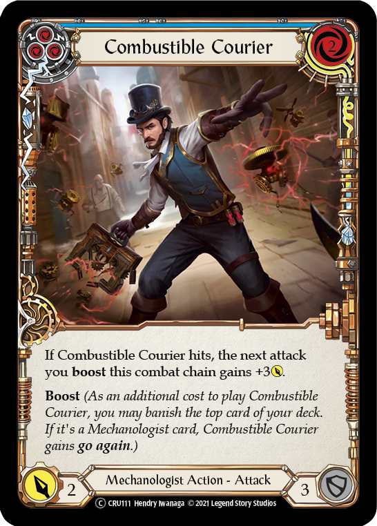 Combustible Courier (Blue) [U-CRU111] (Crucible of War Unlimited)  Unlimited Rainbow Foil | Good Games Modbury