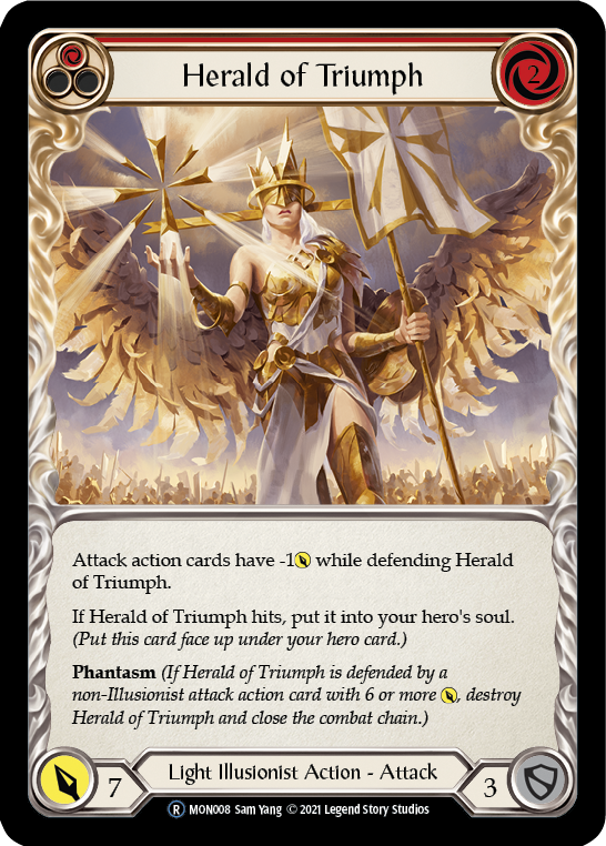 Herald of Triumph (Red) [U-MON008-RF] (Monarch Unlimited)  Unlimited Rainbow Foil | Good Games Modbury