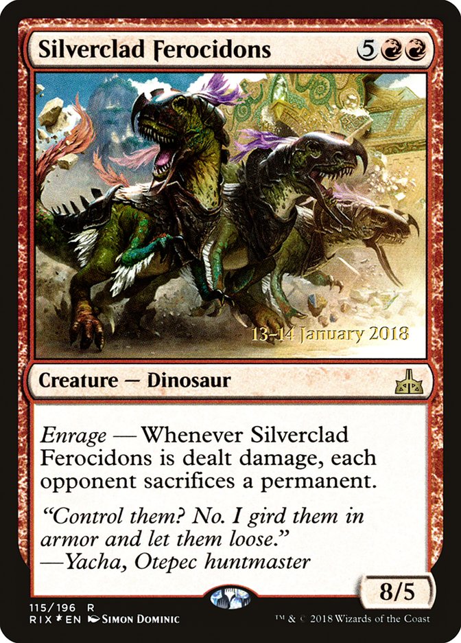 Silverclad Ferocidons [Rivals of Ixalan Prerelease Promos] | Good Games Modbury