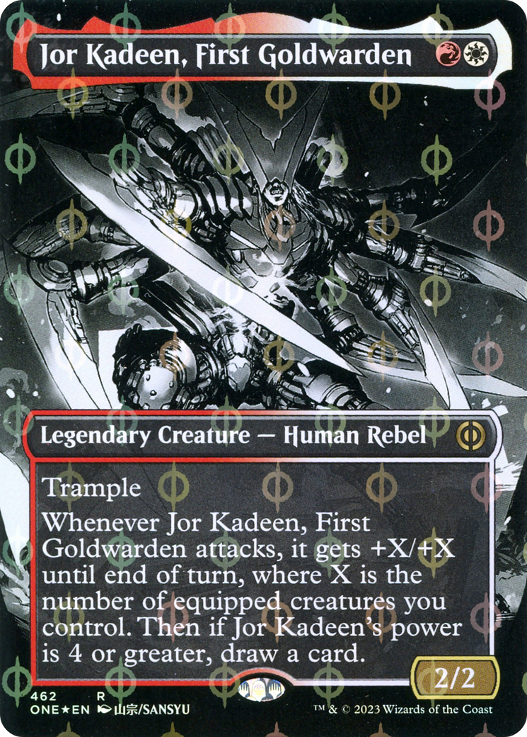 Jor Kadeen, First Goldwarden (Borderless Manga Step-and-Compleat Foil) [Phyrexia: All Will Be One] | Good Games Modbury