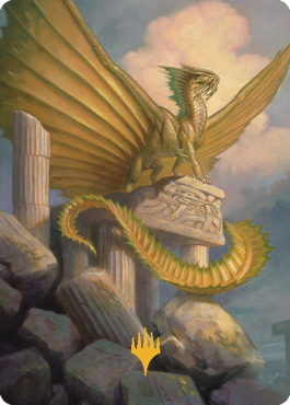 Ancient Gold Dragon Art Card (05) (Gold-Stamped Signature) [Commander Legends: Battle for Baldur's Gate Art Series] | Good Games Modbury