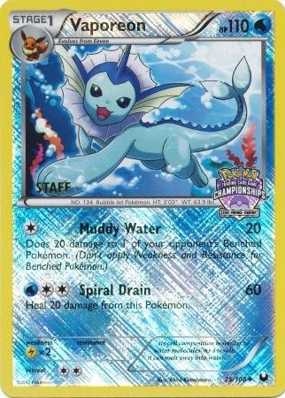 Vaporeon (25/108) (State Province Championship 2013 Promo Staff) [Black & White: Dark Explorers] | Good Games Modbury