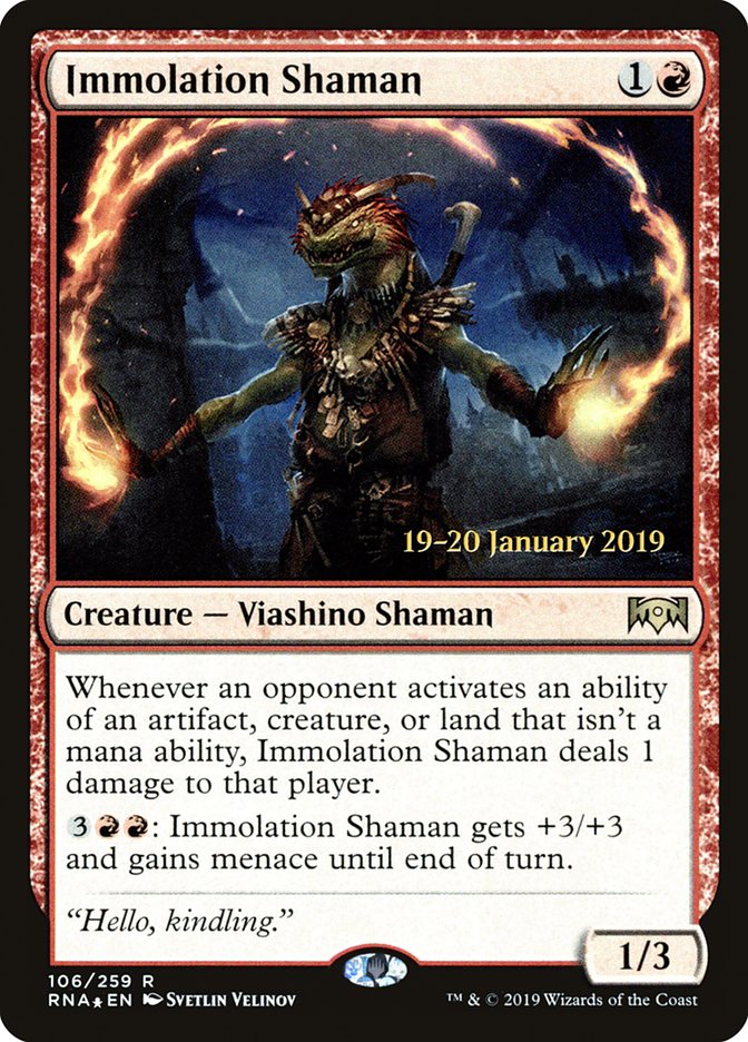 Immolation Shaman [Ravnica Allegiance Prerelease Promos] | Good Games Modbury