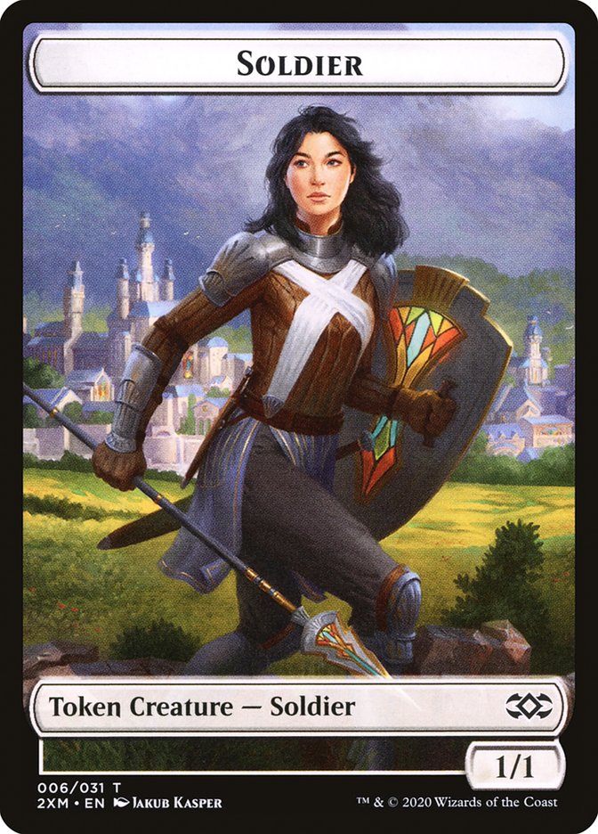 Beast // Soldier Double-Sided Token [Double Masters Tokens] | Good Games Modbury