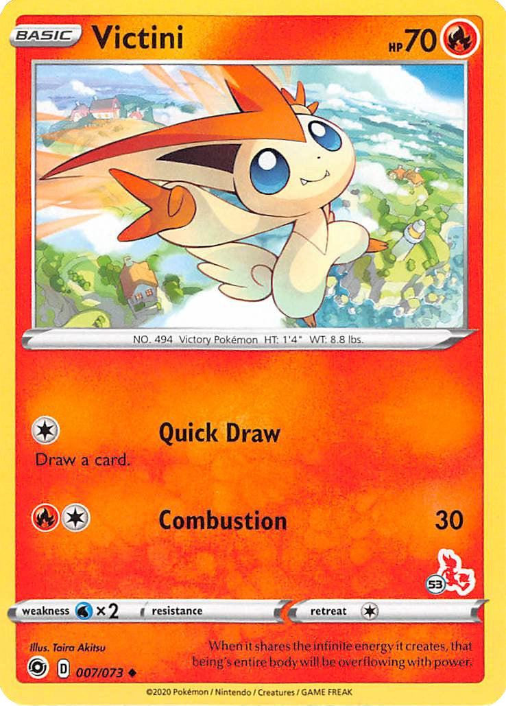 Victini (007/073) (Cinderace Stamp #53) [Battle Academy 2022] | Good Games Modbury