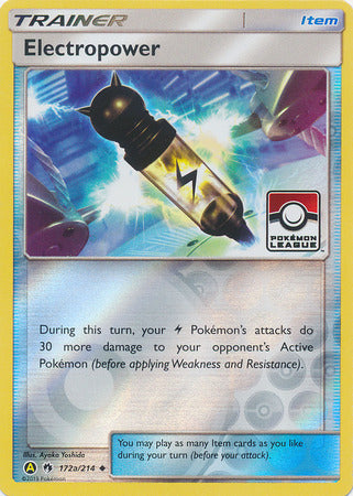 Electropower (172a/214) (League Promo) [Sun & Moon: Lost Thunder] | Good Games Modbury