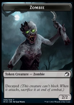 Zombie (005) // Zombie (015) Double-Sided Token [Innistrad: Midnight Hunt Tokens] | Good Games Modbury