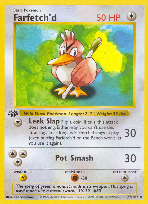 Farfetch'd (27/102) (Shadowless) [Base Set 1st Edition] | Good Games Modbury