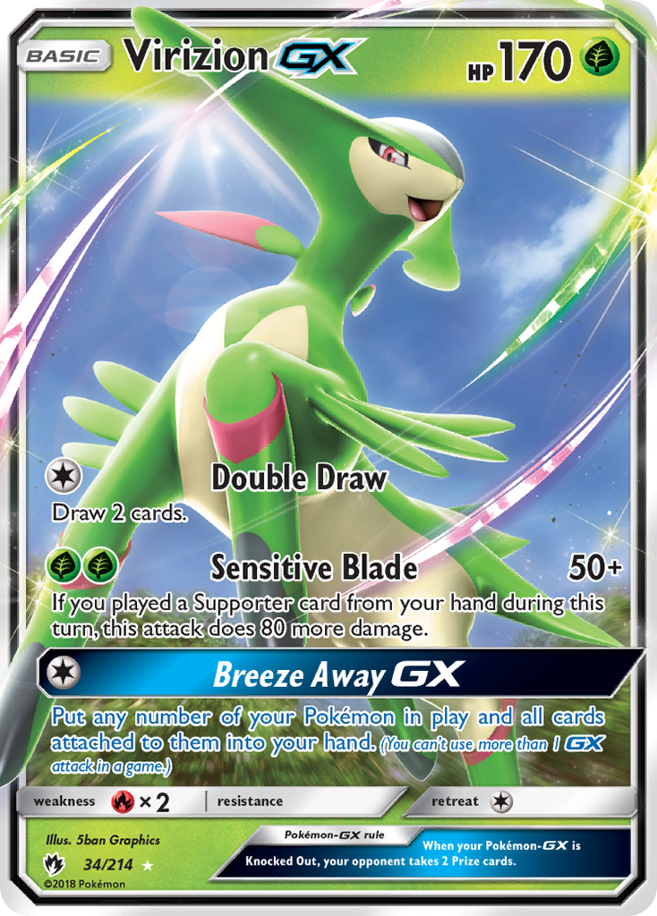 Virizion GX (34/214) [Sun & Moon: Lost Thunder] | Good Games Modbury