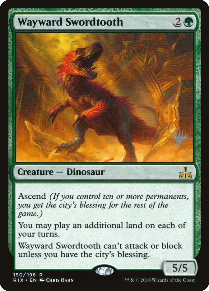 Wayward Swordtooth (Promo Pack) [Rivals of Ixalan Promos] | Good Games Modbury