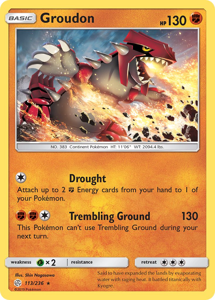 Groudon (113/236) (Cracked Ice Holo) (Theme Deck Exclusive) [Sun & Moon: Cosmic Eclipse] | Good Games Modbury