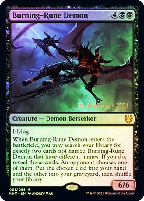 Burning-Rune Demon [Kaldheim Prerelease Promos] | Good Games Modbury