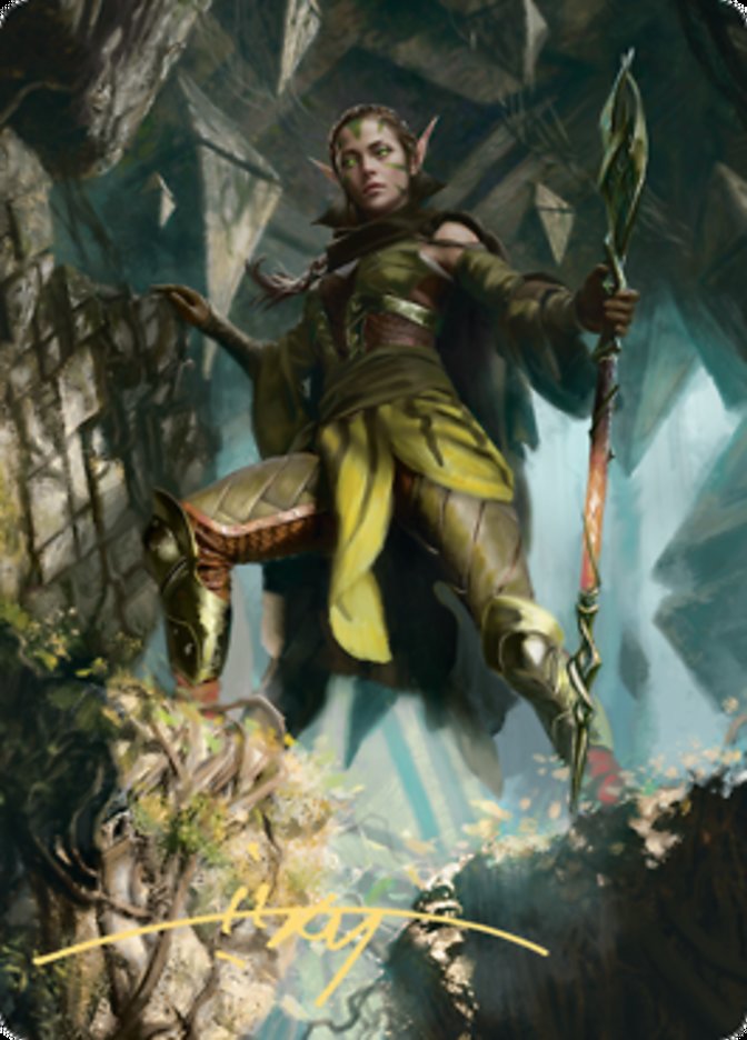 Nissa of Shadowed Boughs 1 Art Card (Gold-Stamped Signature) [Zendikar Rising Art Series] | Good Games Modbury