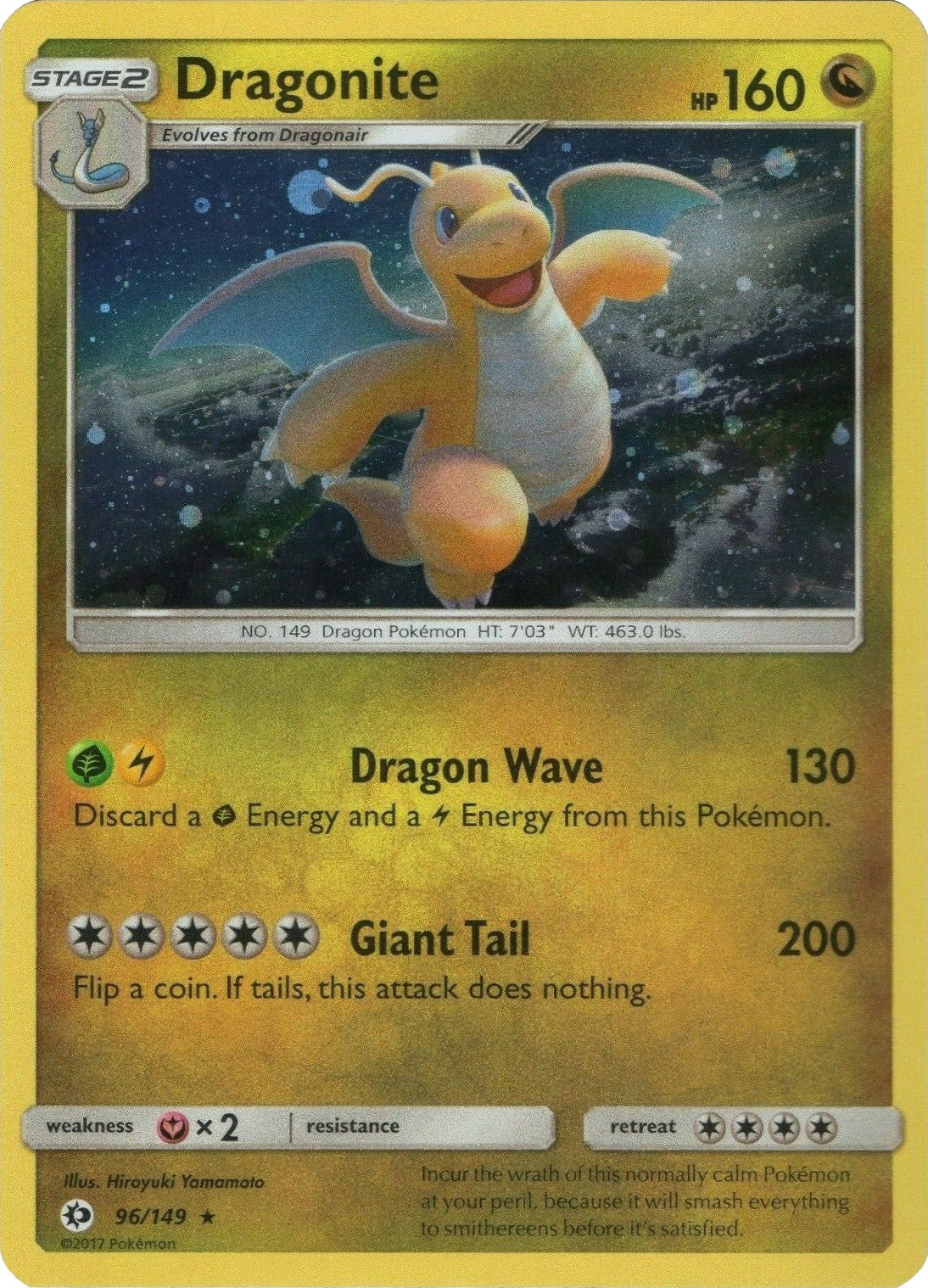 Dragonite (96/149) (Cosmos Holo) [Sun & Moon: Base Set] | Good Games Modbury