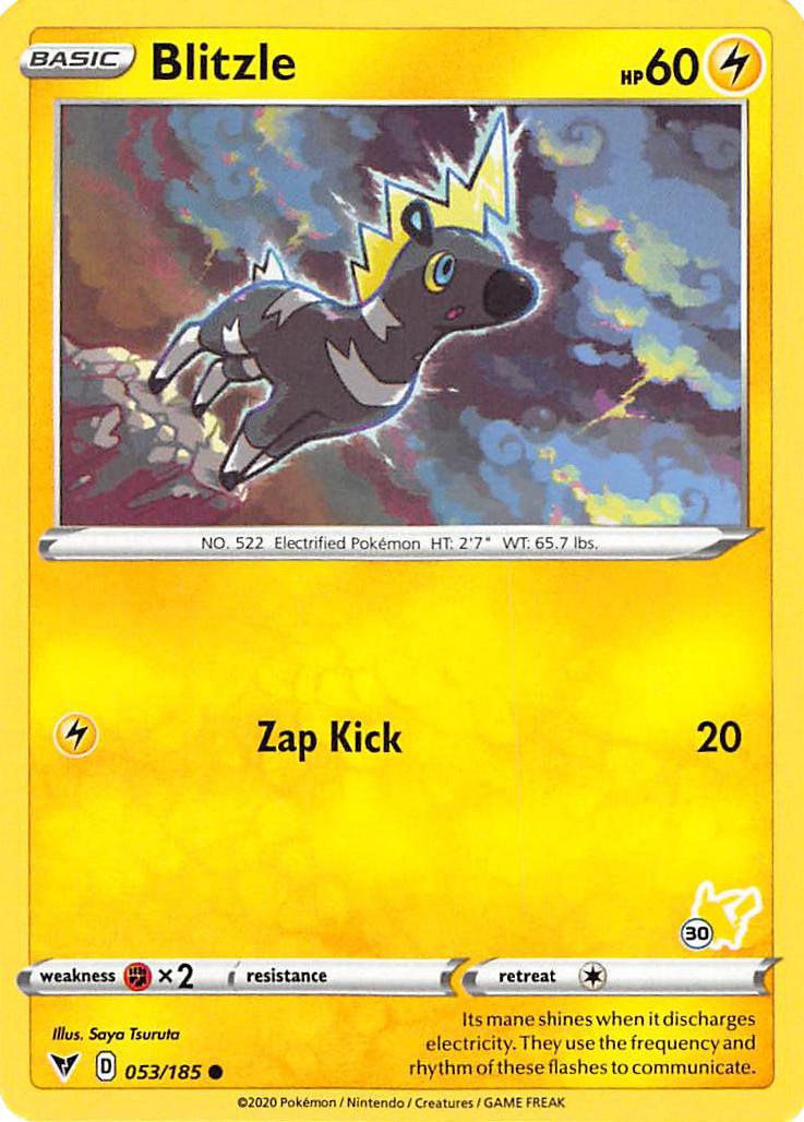Blitzle (053/185) (Pikachu Stamp #30) [Battle Academy 2022] | Good Games Modbury