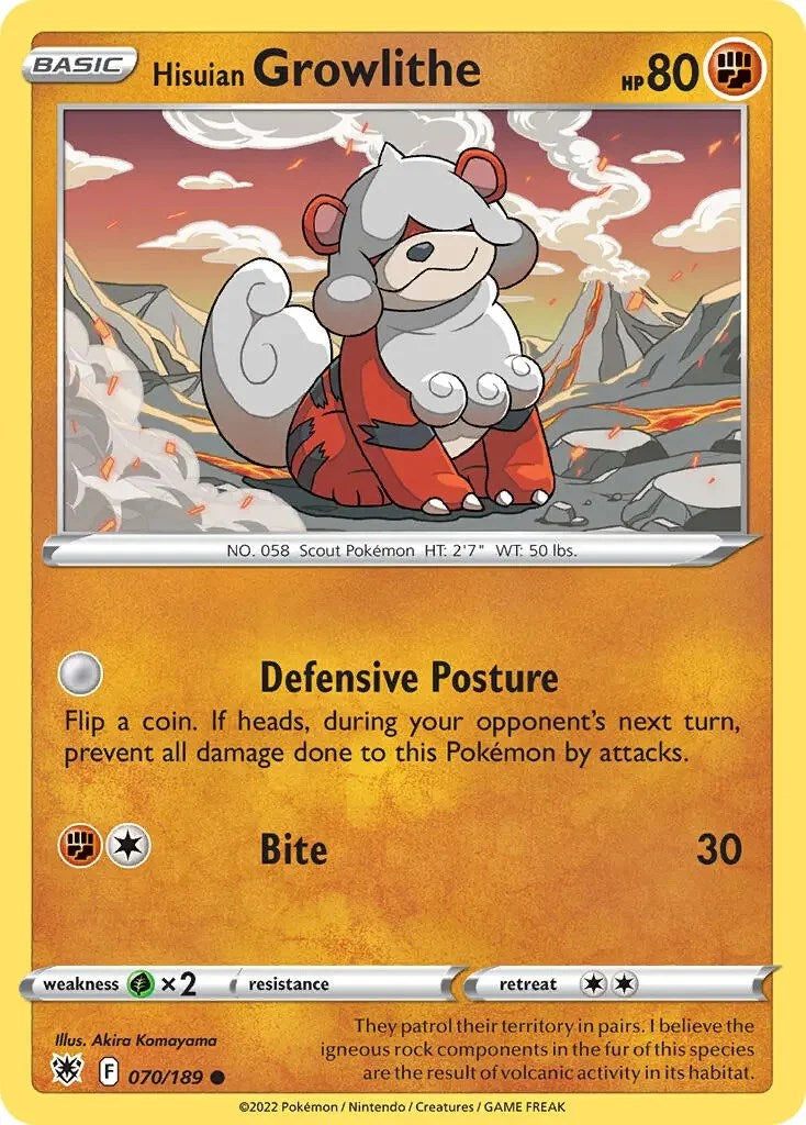 Hisuian Growlithe (070/189) (Theme Deck Exclusive) [Sword & Shield: Astral Radiance] | Good Games Modbury