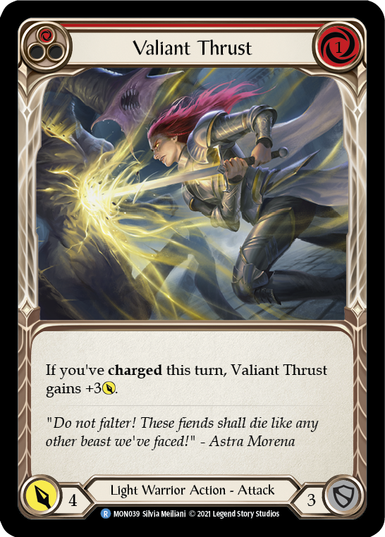 Valiant Thrust (Red) [MON039-RF] (Monarch)  1st Edition Rainbow Foil | Good Games Modbury