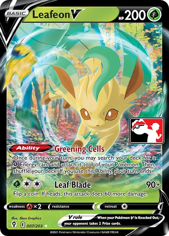 Leafeon V (007/203) [Prize Pack Series One] | Good Games Modbury