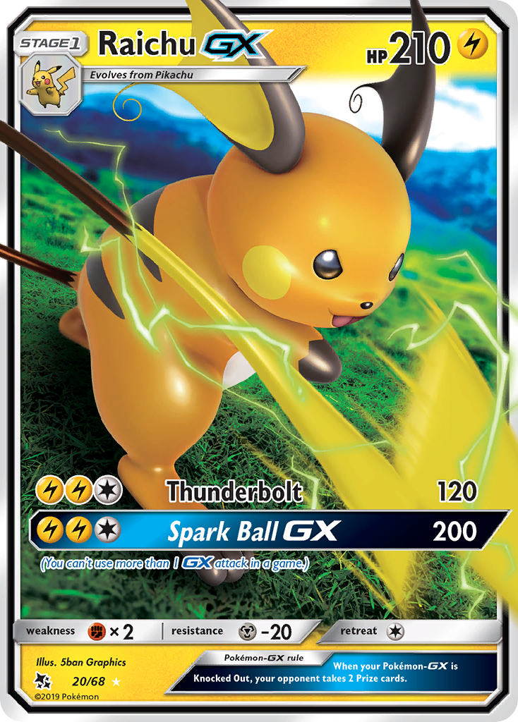 Raichu GX (20/68) [Sun & Moon: Hidden Fates] | Good Games Modbury