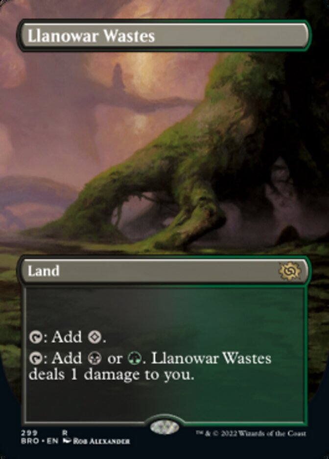 Llanowar Wastes (Borderless Alternate Art) [The Brothers' War] | Good Games Modbury