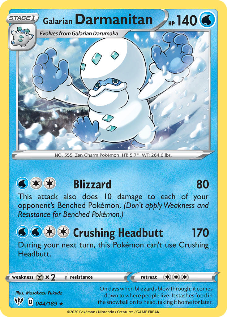 Galarian Darmanitan (044/189) (Cracked Ice Holo) (Theme Deck Exclusive) [Sword & Shield: Darkness Ablaze] | Good Games Modbury