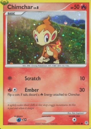 Chimchar (76/130) (Cosmos Holo) [Diamond & Pearl: Base Set] | Good Games Modbury