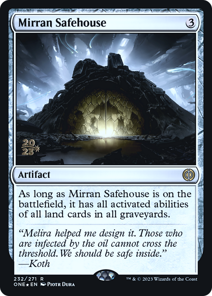 Mirran Safehouse [Phyrexia: All Will Be One Prerelease Promos] | Good Games Modbury