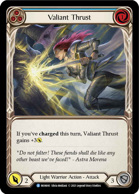 Valiant Thrust (Blue) [MON041-RF] (Monarch)  1st Edition Rainbow Foil | Good Games Modbury