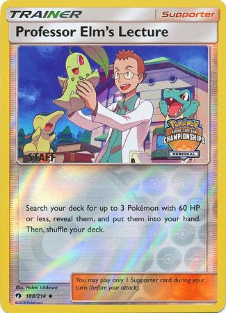 Professor Elm's Lecture (188/214) (Regional Championship Promo Staff) [Sun & Moon: Lost Thunder] | Good Games Modbury