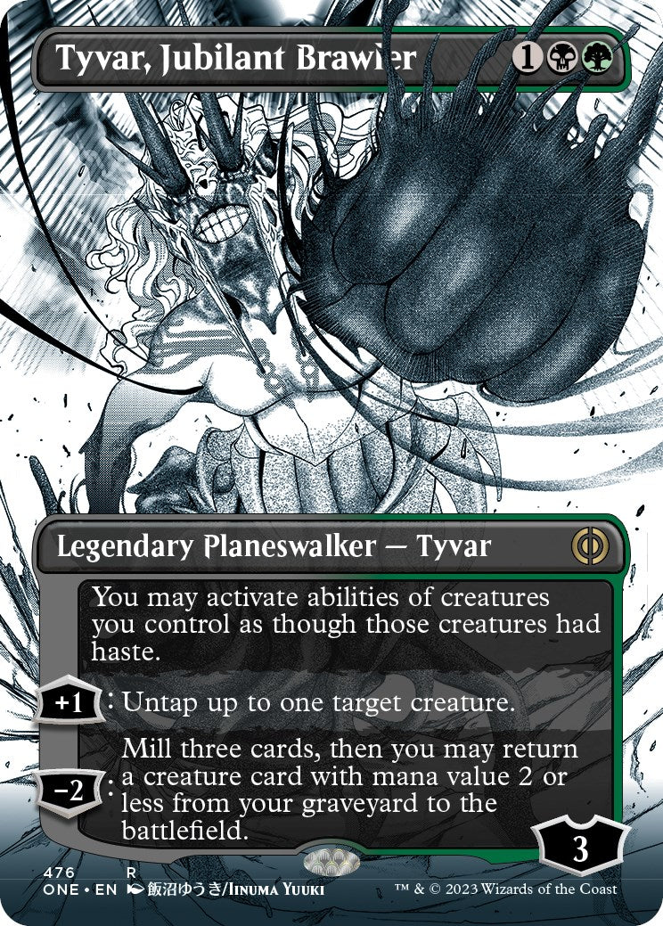 Tyvar, Jubilant Brawler (Borderless Manga Step-and-Compleat Foil) [Phyrexia: All Will Be One] | Good Games Modbury