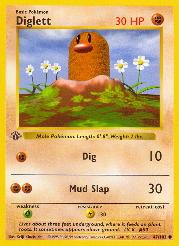 Diglett (47/102) (Shadowless) [Base Set 1st Edition] | Good Games Modbury