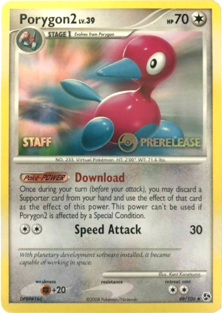 Porygon2 (49/106) (Staff Prerelease Promo) [Diamond & Pearl: Black Star Promos] | Good Games Modbury