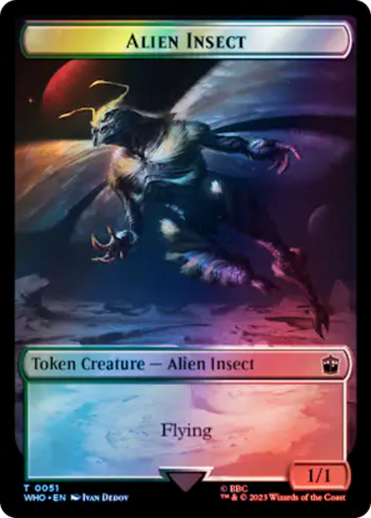 Soldier // Alien Insect Double-Sided Token (Surge Foil) [Doctor Who Tokens] | Good Games Modbury