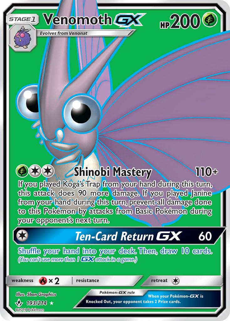 Venomoth GX (193/214) [Sun & Moon: Unbroken Bonds] | Good Games Modbury