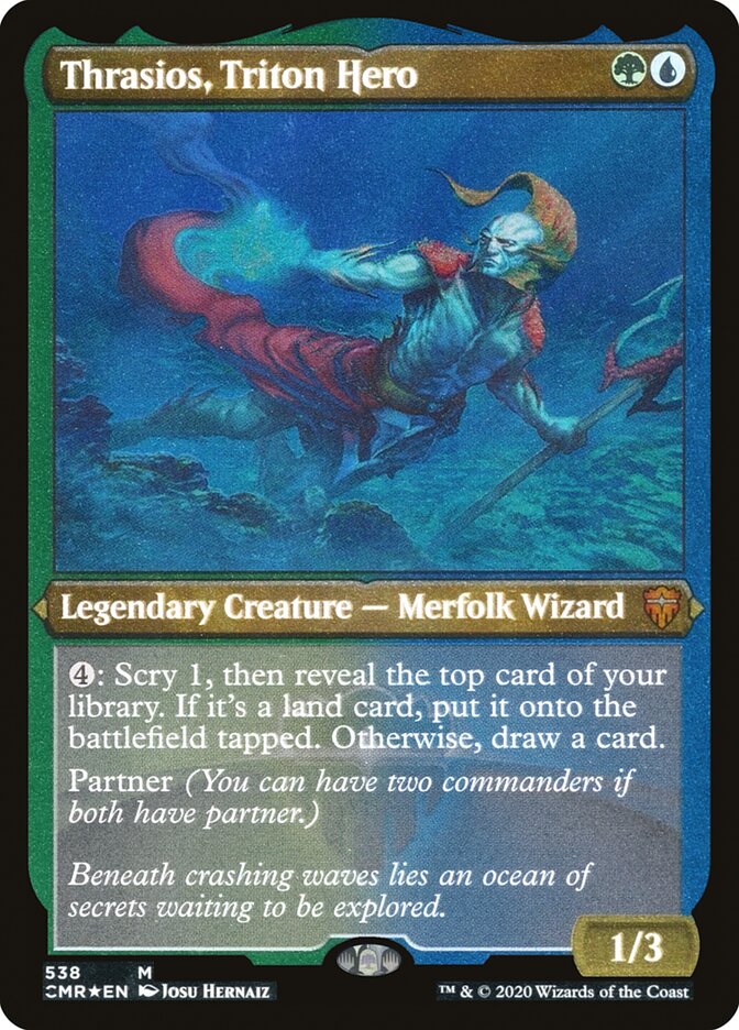 Thrasios, Triton Hero (Etched) [Commander Legends] | Good Games Modbury