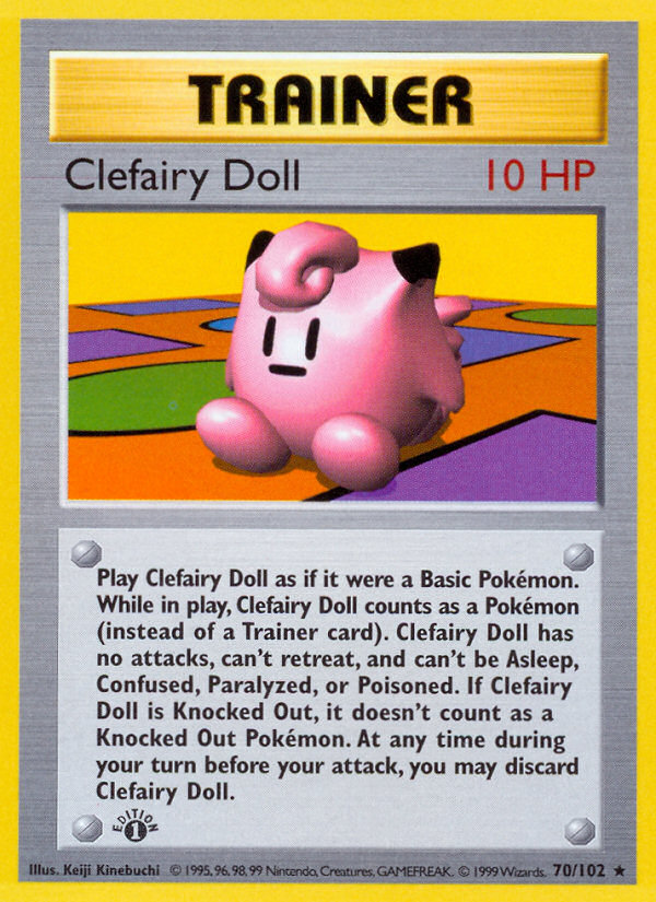 Clefairy Doll (70/102) (Shadowless) [Base Set 1st Edition] | Good Games Modbury