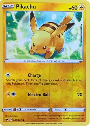 Pikachu (065/202) (Reverse Cosmos Holo) [Sword & Shield: Base Set] | Good Games Modbury