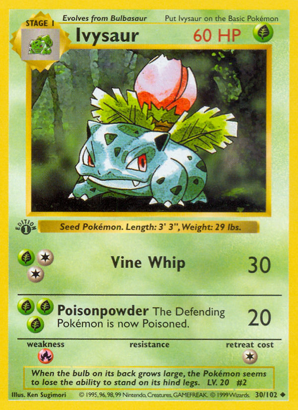 Ivysaur (30/102) (Shadowless) [Base Set 1st Edition] | Good Games Modbury