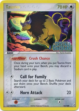 Tauros (12/100) (Stamped) [EX: Crystal Guardians] | Good Games Modbury