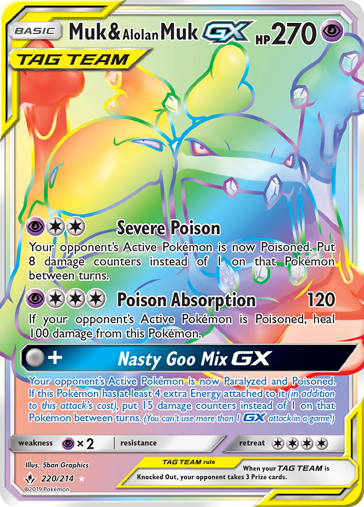 Muk & Alolan Muk GX (220/214) [Sun & Moon: Unbroken Bonds] | Good Games Modbury